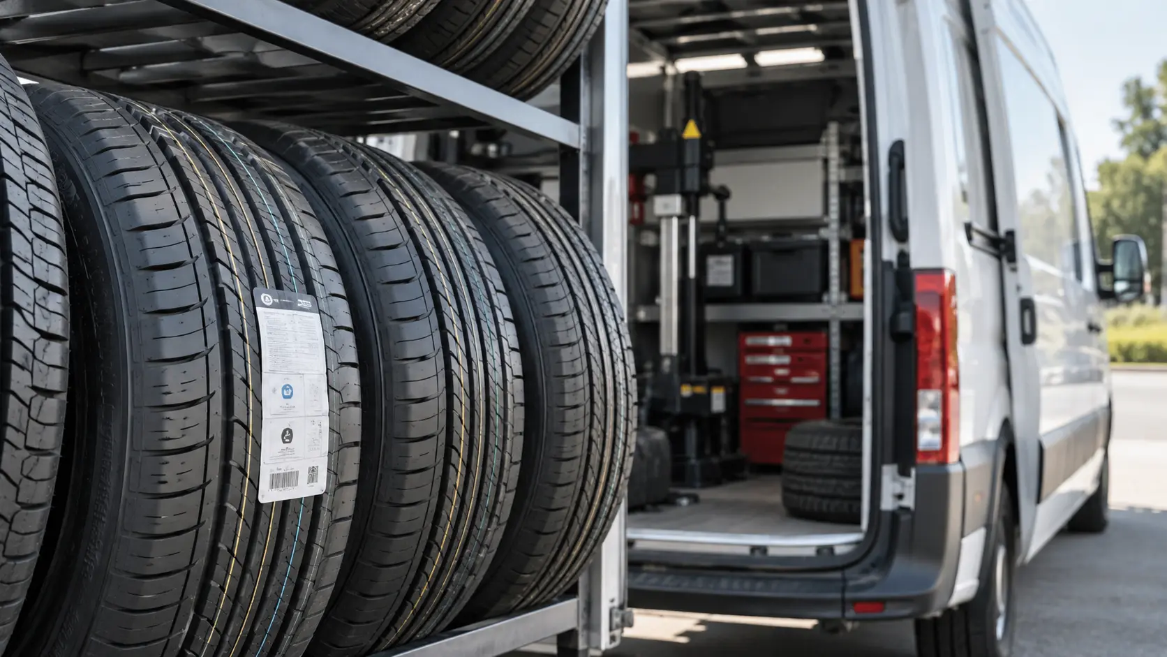 New tires ready for mobile delivery and installation